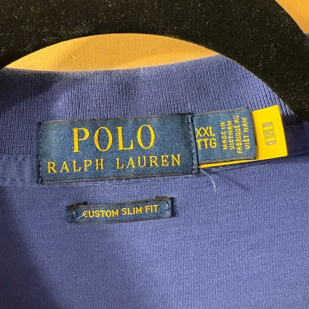 Polo Ralph Lauren Custom Slim Fit Polo Shirt 2XL Blue Short Sleeve Pony Logo